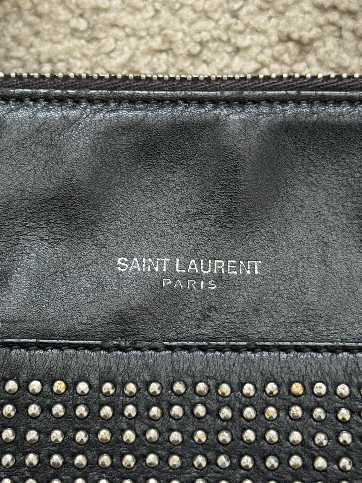 FW13 Saint Laurent by Hedi Slimane Studded Baby Duffle Leather Bag
