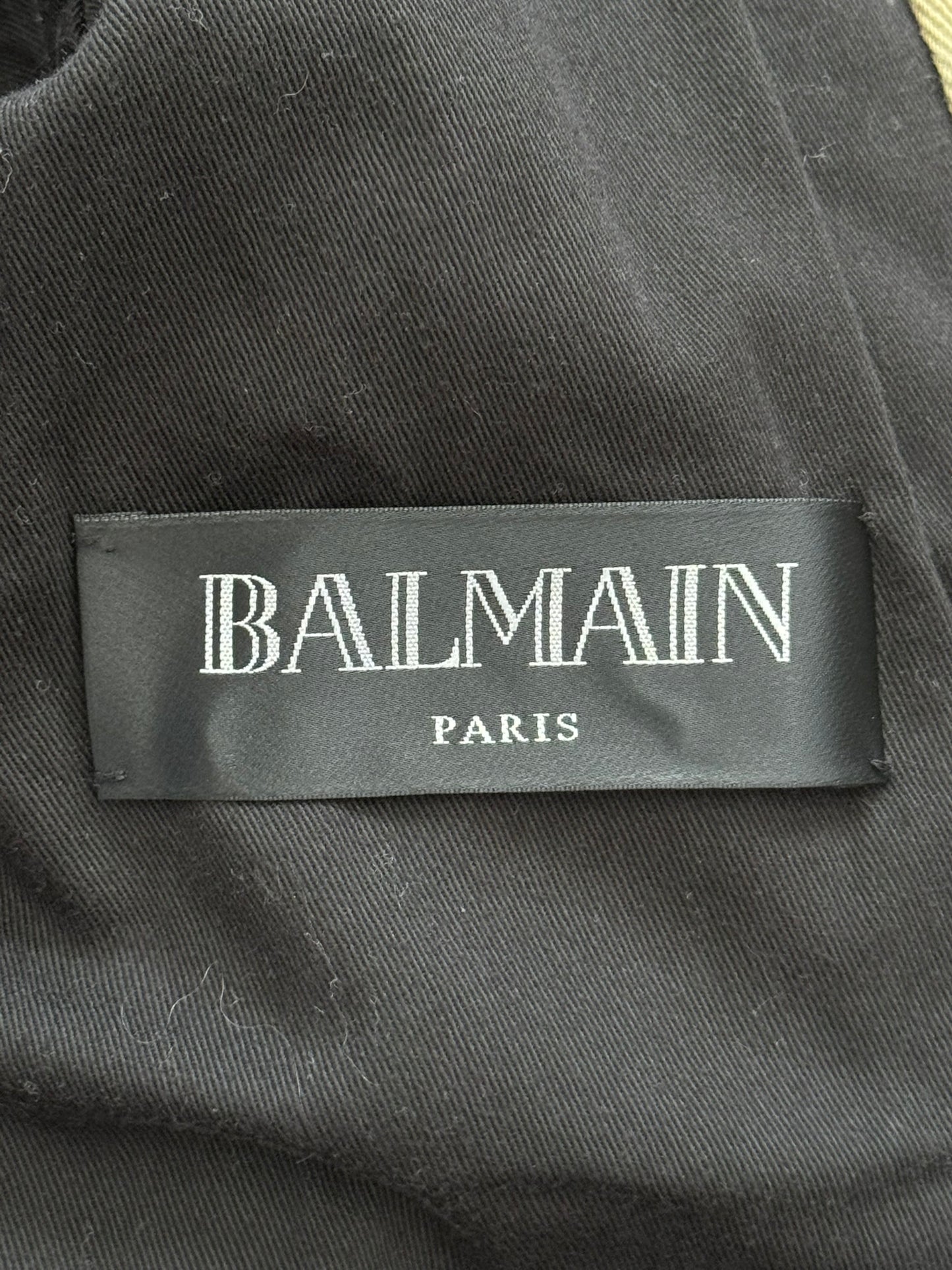 SS15 Balmain by Olivier Rousteing Beige Cotton Biker Jacket