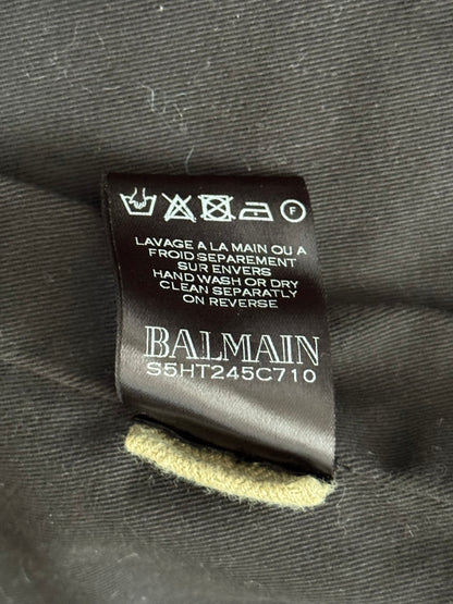 SS15 Balmain by Olivier Rousteing Beige Cotton Biker Jacket