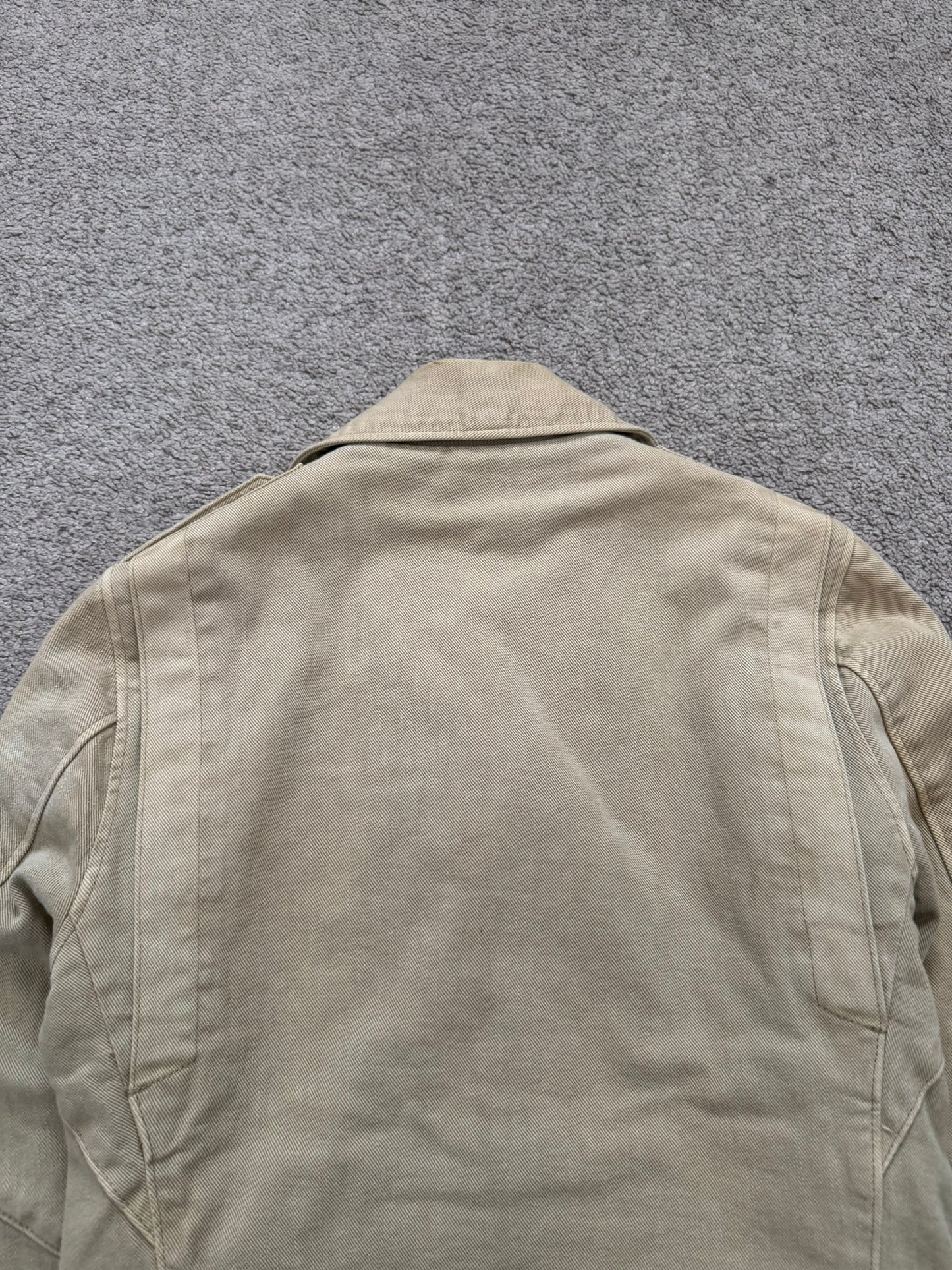SS15 Balmain by Olivier Rousteing Beige Cotton Biker Jacket