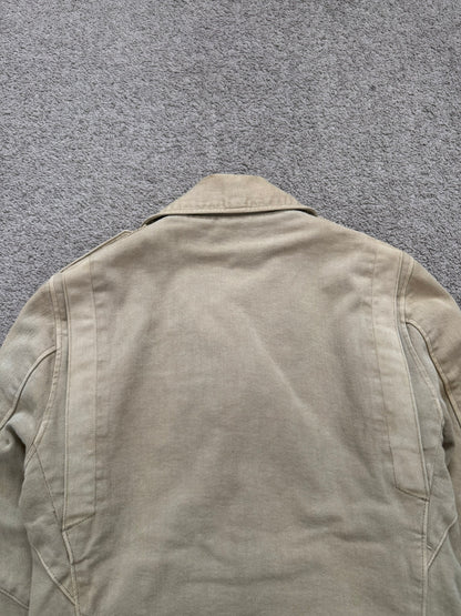 SS15 Balmain by Olivier Rousteing Beige Cotton Biker Jacket
