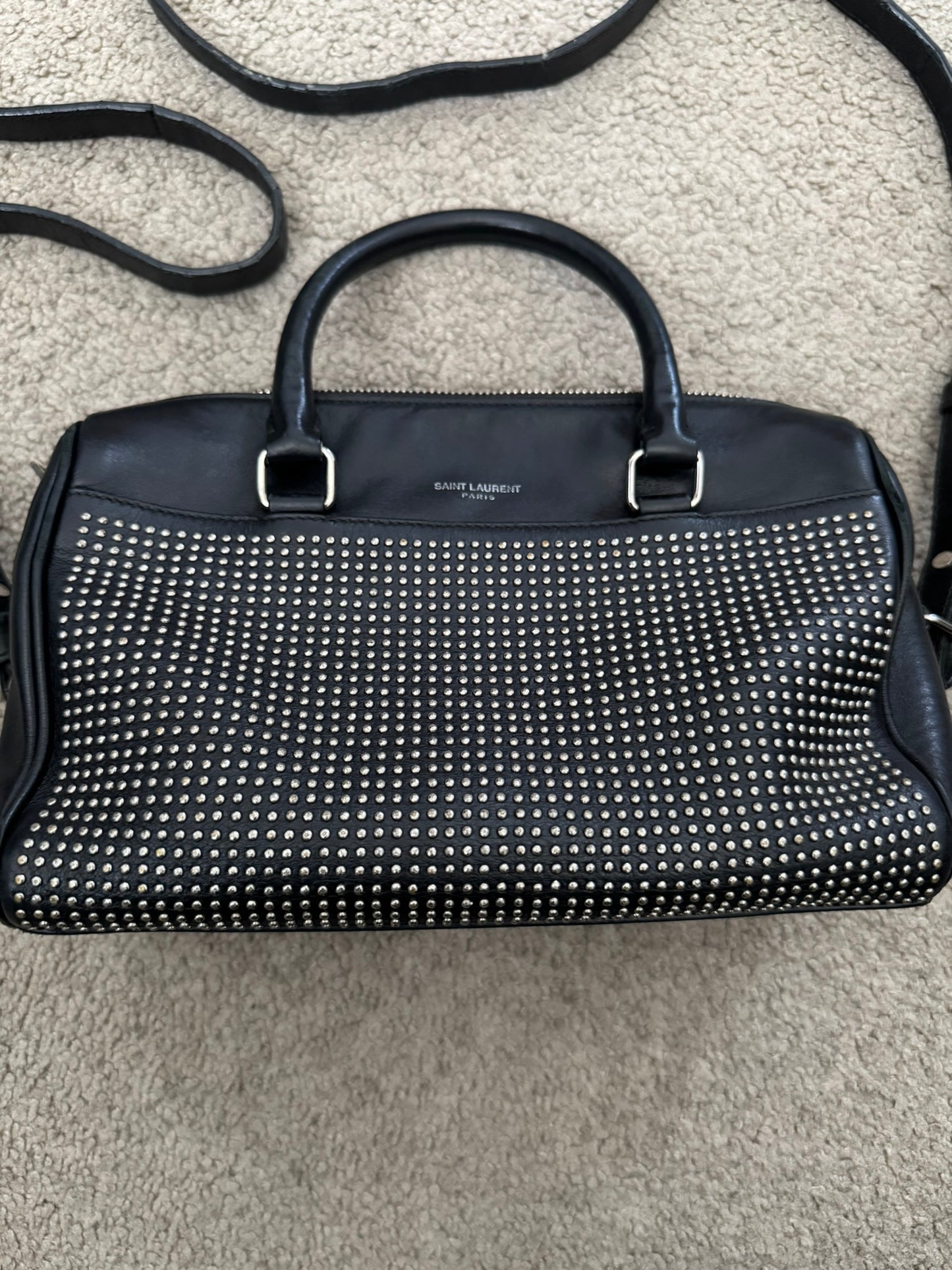 FW13 Saint Laurent by Hedi Slimane Studded Baby Duffle Leather Bag