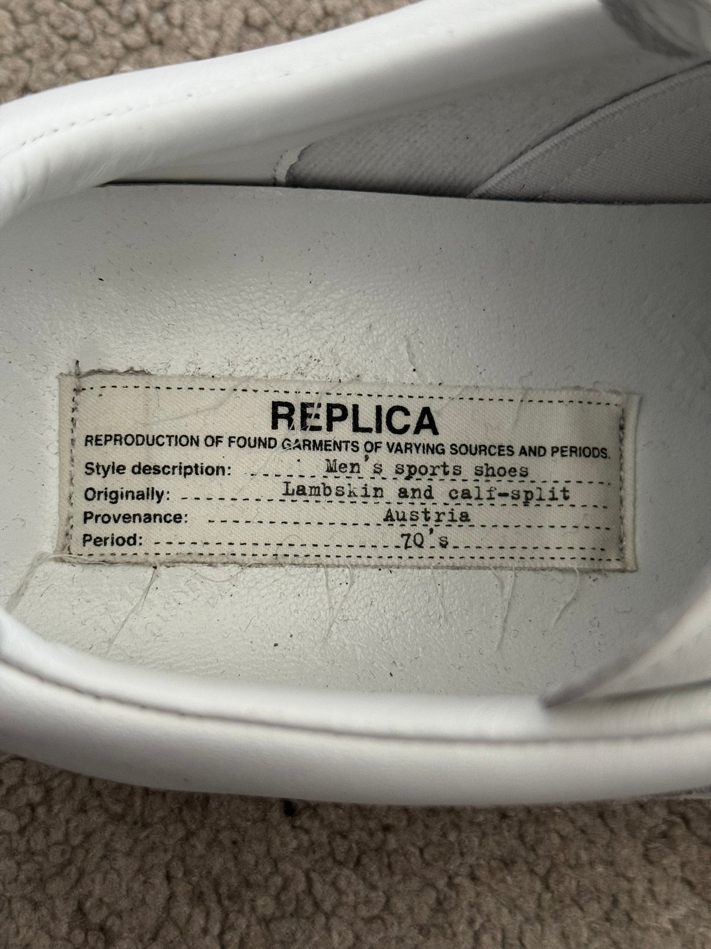 SS21 Maison Margiela Replica Triple White GAT Low Top Sneakers