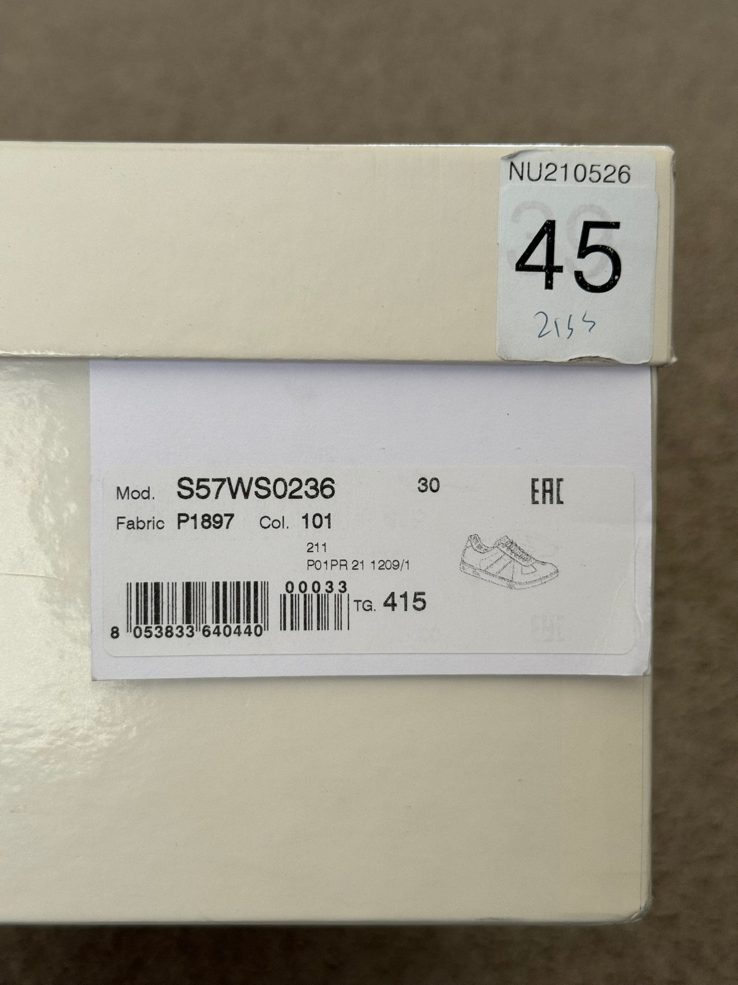 SS21 Maison Margiela Replica Triple White GAT Low Top Sneakers