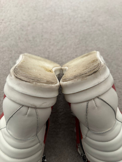 SS22 Rick Owens Mainline Carnelian Red & White Geobasket Sneakers