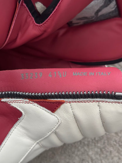 SS22 Rick Owens Mainline Carnelian Red & White Geobasket Sneakers