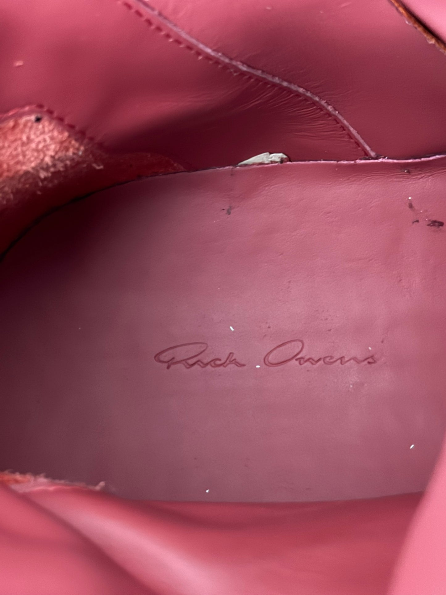 SS22 Rick Owens Mainline Carnelian Red & White Geobasket Sneakers