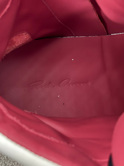 SS22 Rick Owens Mainline Carnelian Red & White Geobasket Sneakers