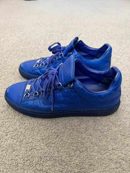 SS16 Balenciaga Blue Arena Lambskin Leather Low Top Sneakers