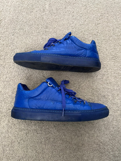 SS16 Balenciaga Blue Arena Lambskin Leather Low Top Sneakers