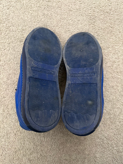 SS16 Balenciaga Blue Arena Lambskin Leather Low Top Sneakers
