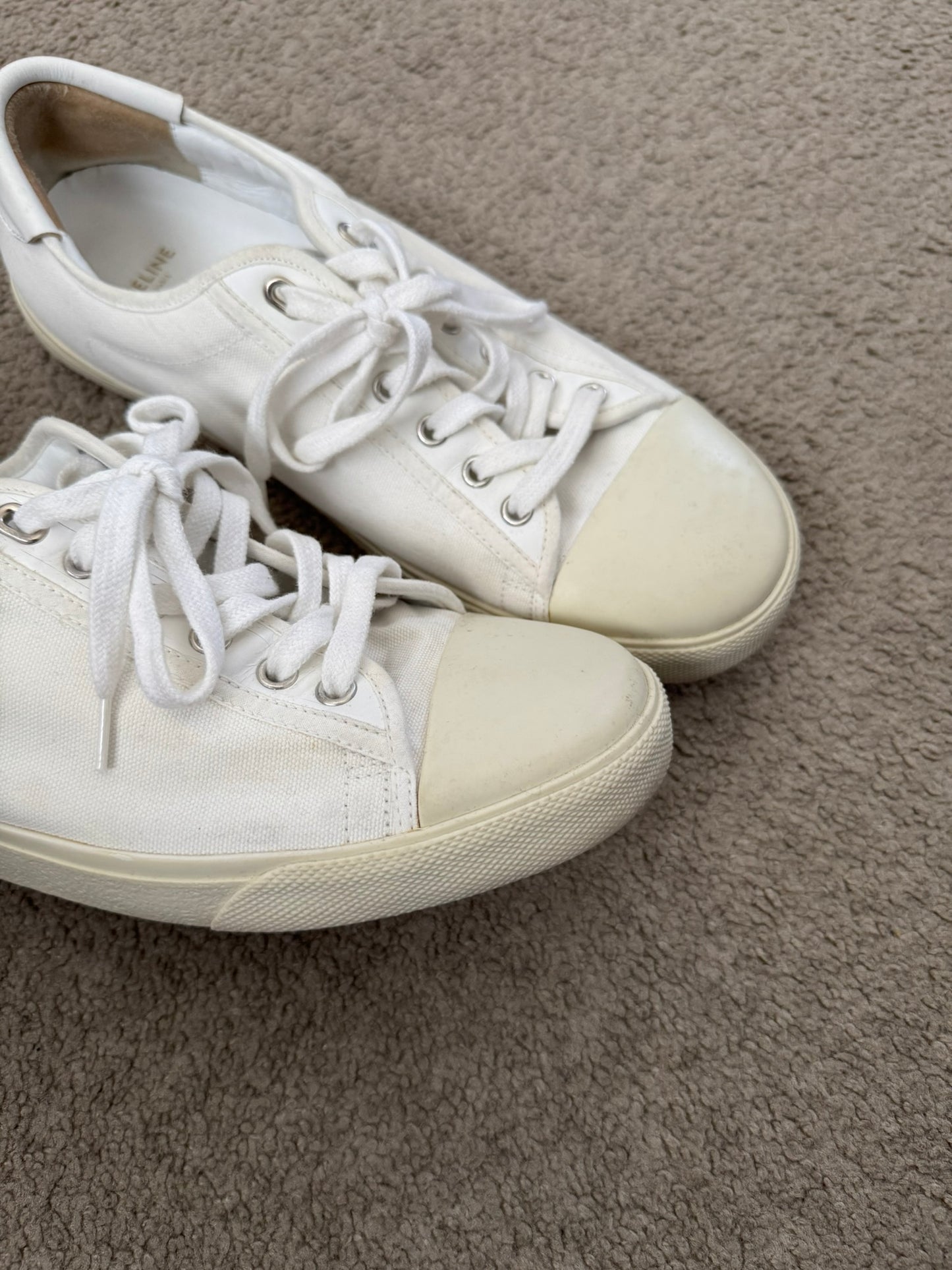 Celine by Hedi Slimane Blank White Low Top Sneakers
