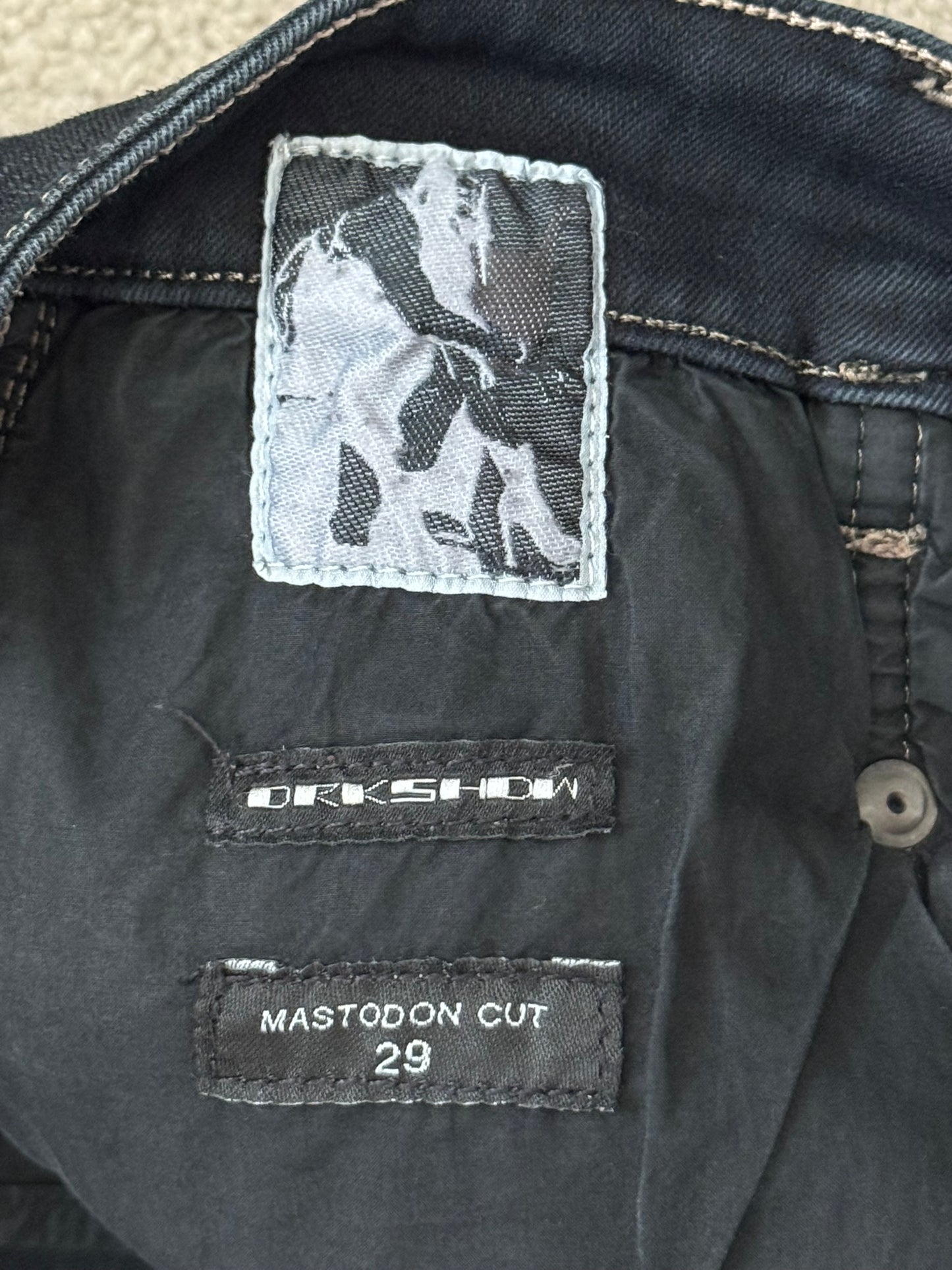 FW18 Rick Owens DRKSHDW Black Waxed Wide Mastodon Denim Jeans
