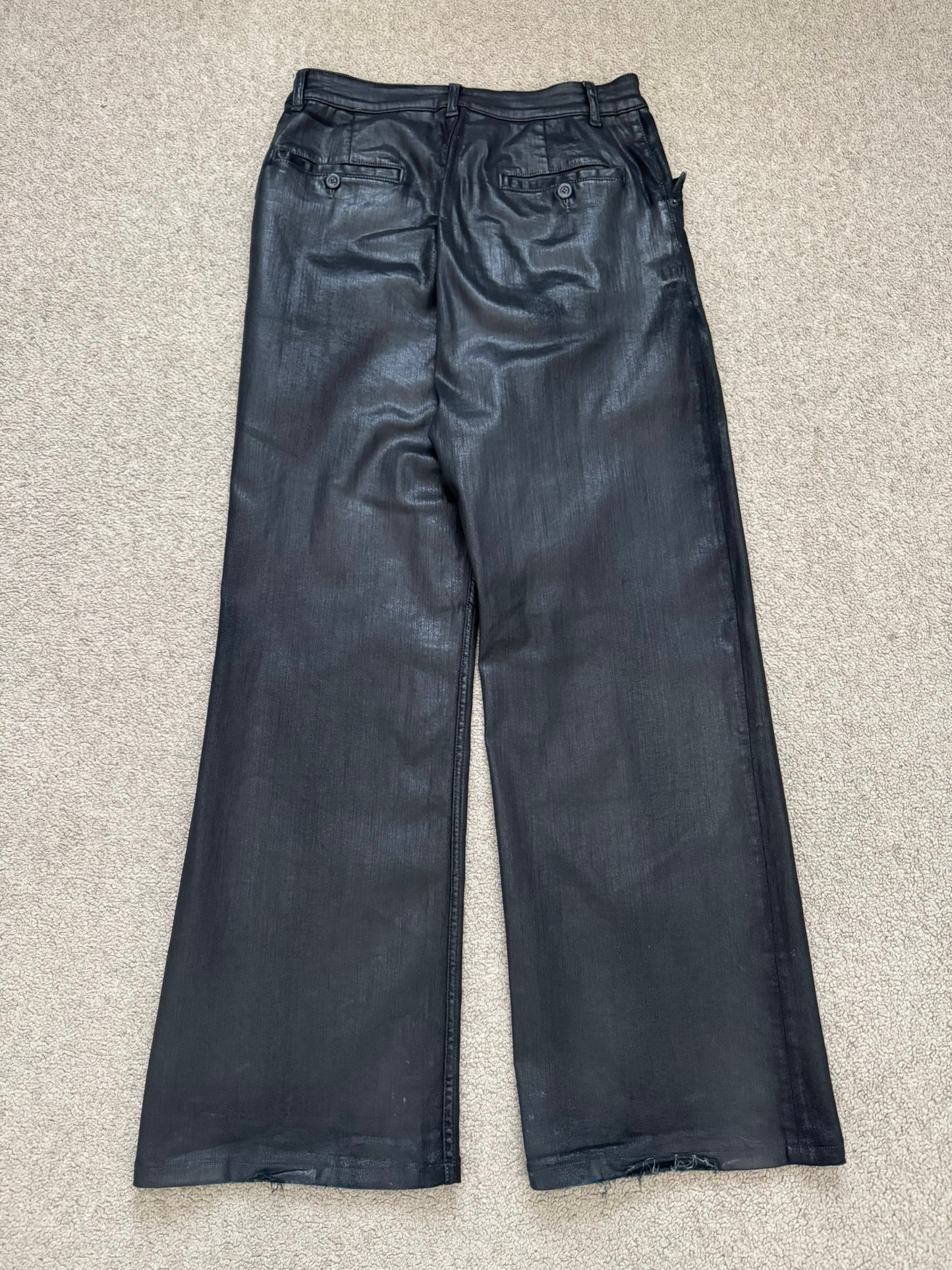 FW18 Rick Owens DRKSHDW Black Waxed Wide Mastodon Denim Jeans