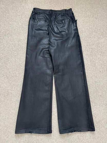 FW18 Rick Owens DRKSHDW Black Waxed Wide Mastodon Denim Jeans