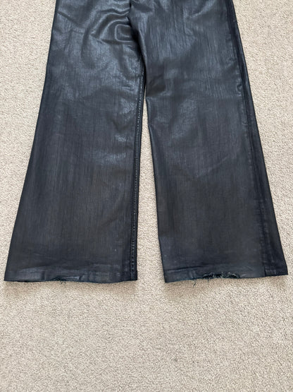 FW18 Rick Owens DRKSHDW Black Waxed Wide Mastodon Denim Jeans