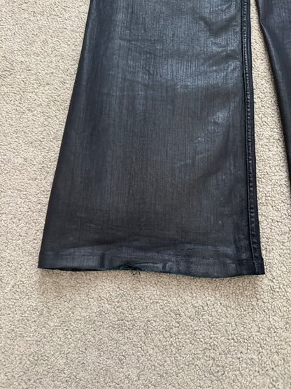 FW18 Rick Owens DRKSHDW Black Waxed Wide Mastodon Denim Jeans