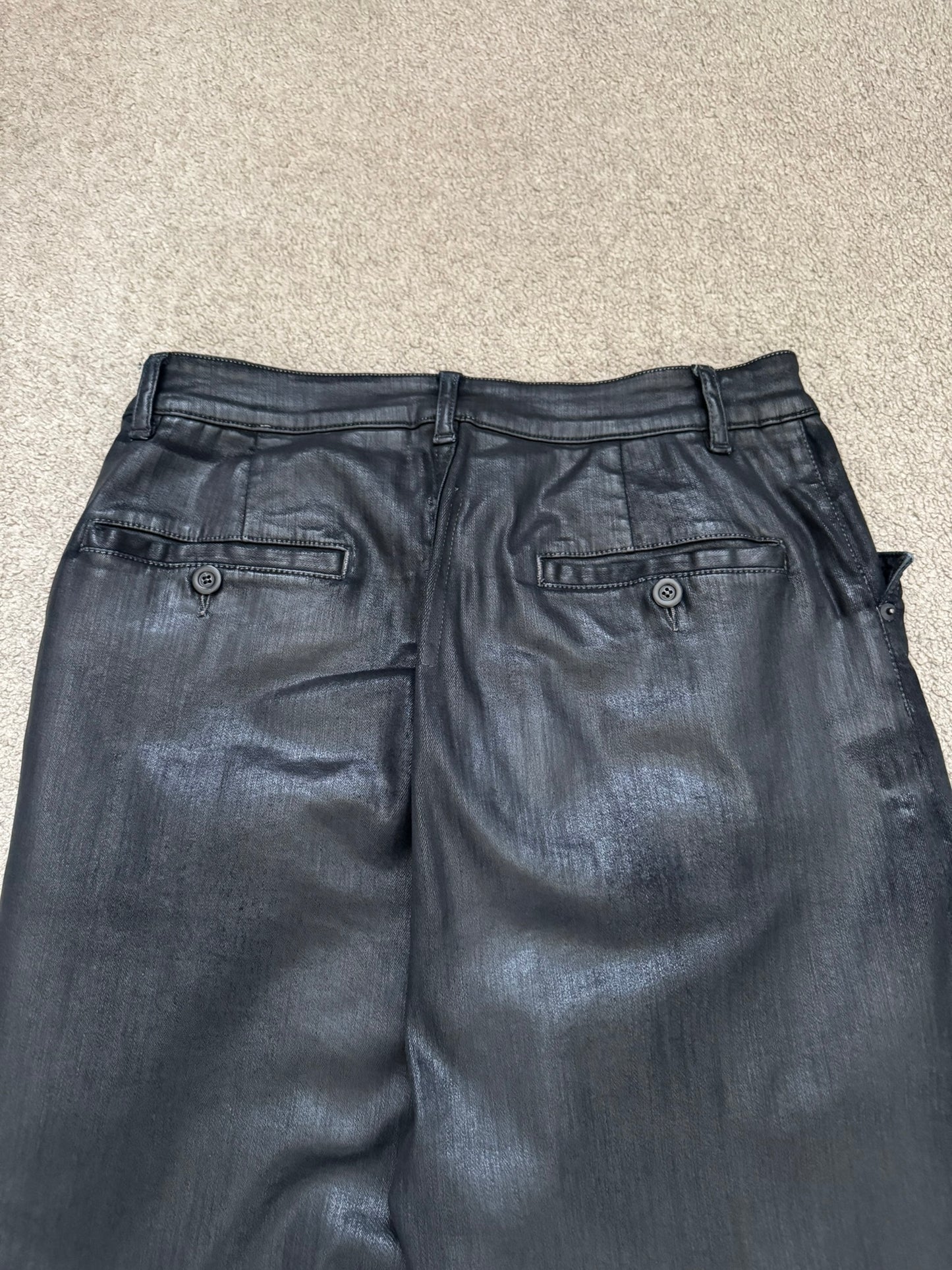 FW18 Rick Owens DRKSHDW Black Waxed Wide Mastodon Denim Jeans