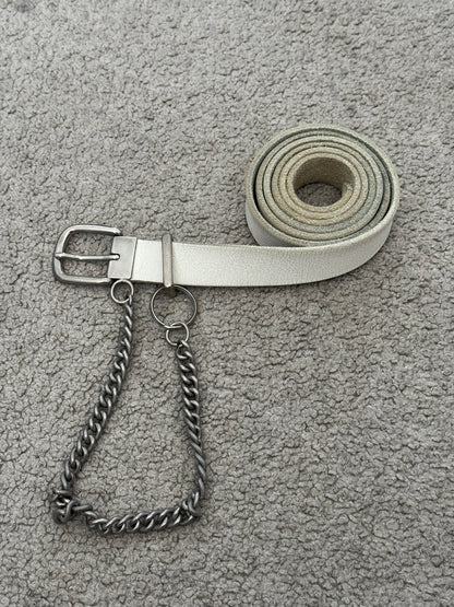 Comme Des Garcons Homme Plus Chain White Leather Belt