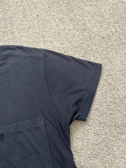 FW15 Saint Laurent By Hedi Slimane Black Embroidered Logo Pocket T Shirt