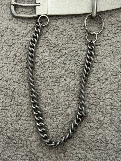 Comme Des Garcons Homme Plus Chain White Leather Belt