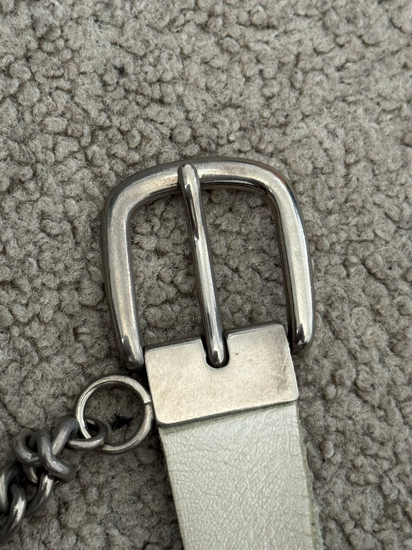 Comme Des Garcons Homme Plus Chain White Leather Belt
