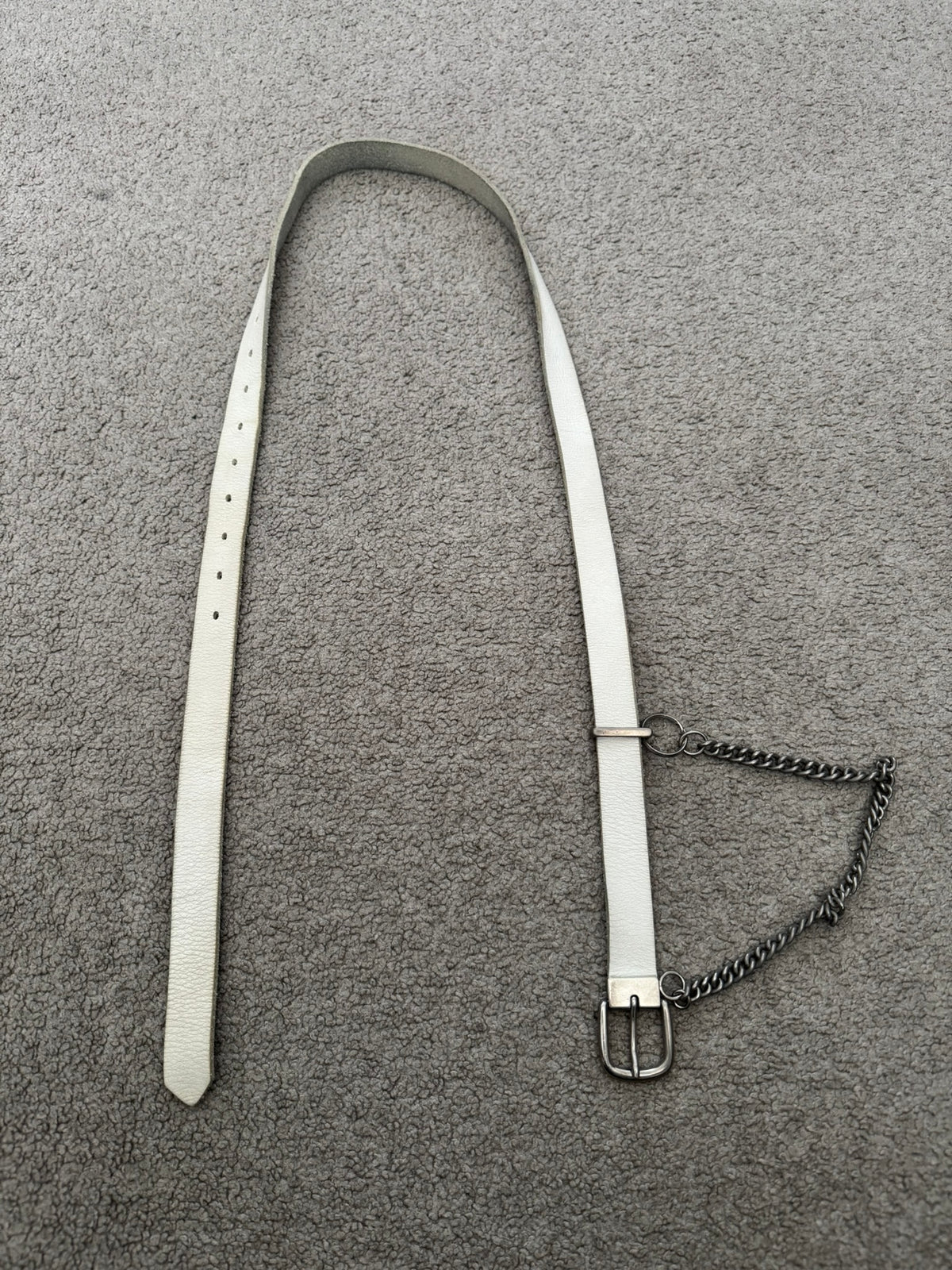 Comme Des Garcons Homme Plus Chain White Leather Belt