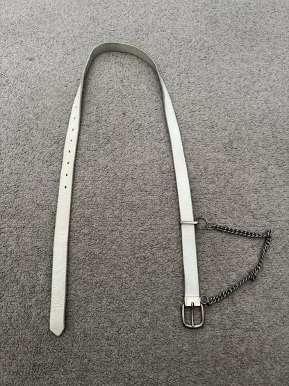 Comme Des Garcons Homme Plus Chain White Leather Belt