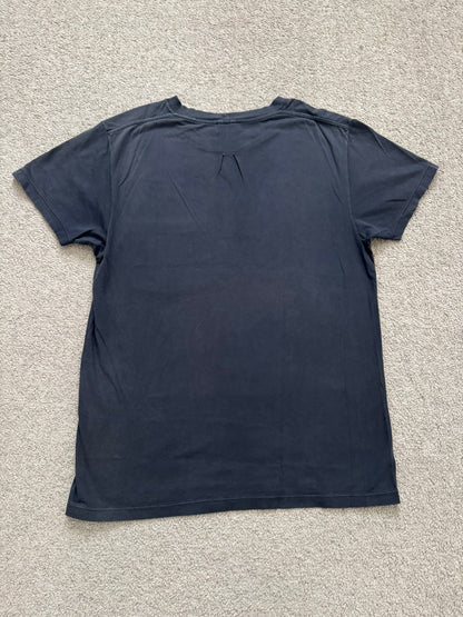 FW15 Saint Laurent By Hedi Slimane Black Embroidered Logo Pocket T Shirt