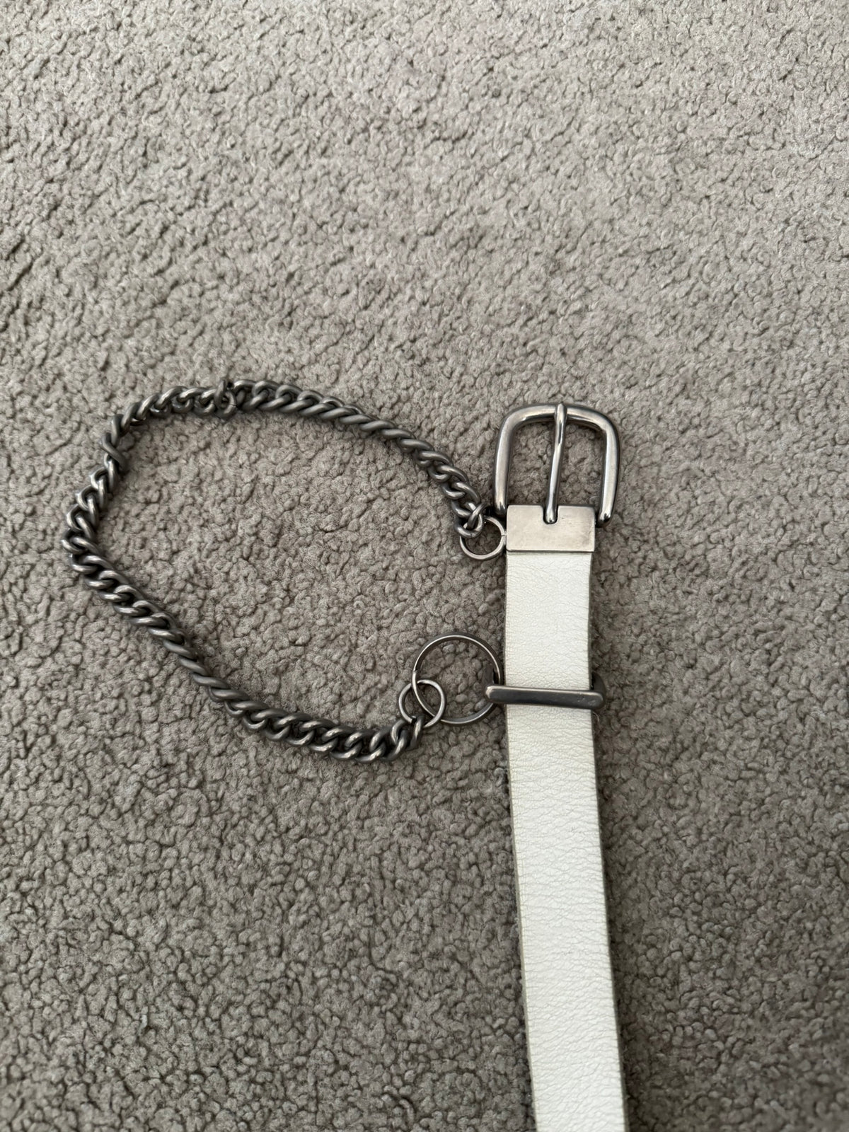 Comme Des Garcons Homme Plus Chain White Leather Belt