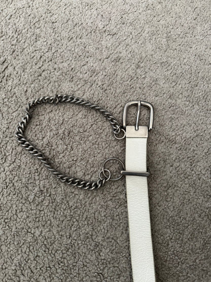 Comme Des Garcons Homme Plus Chain White Leather Belt