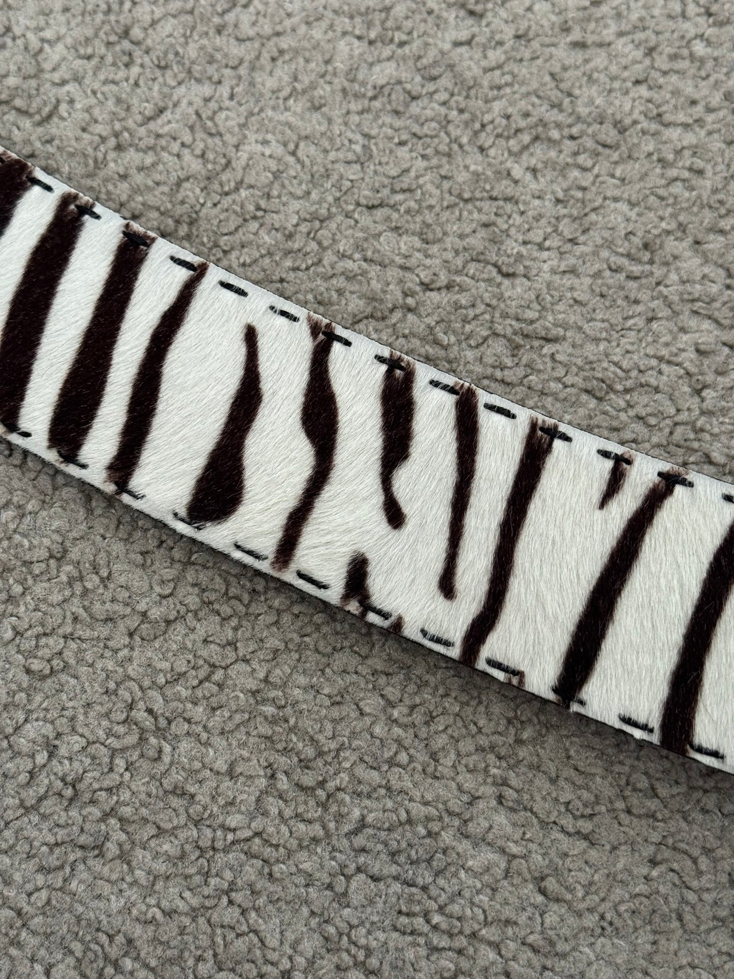 Prada Zebra Print Ponyhair Leather Belt