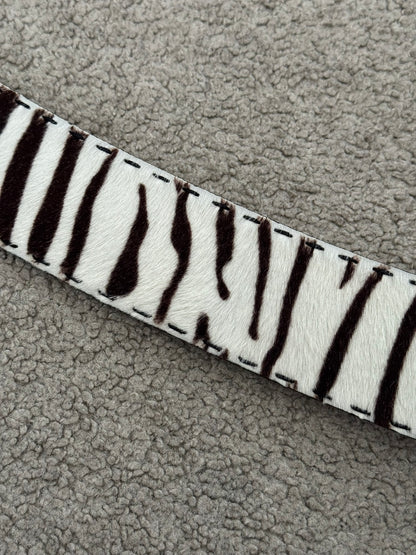 Prada Zebra Print Ponyhair Leather Belt