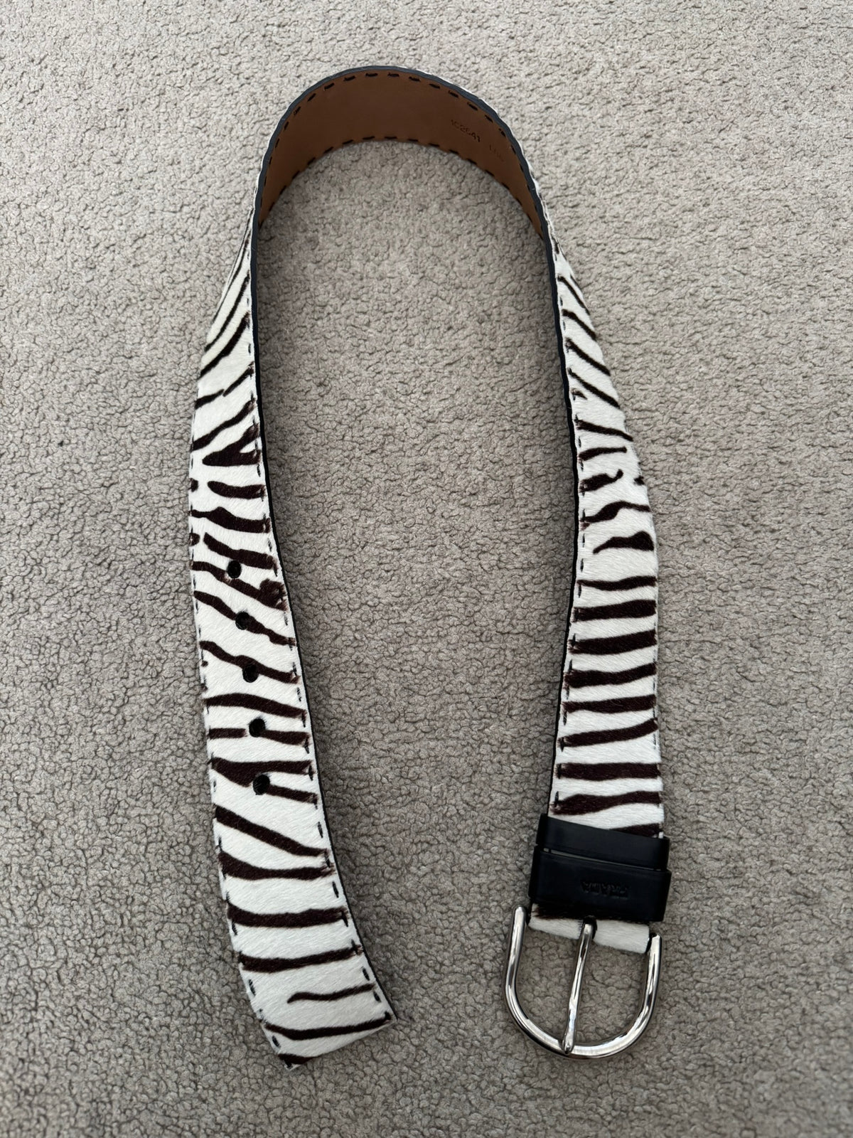 Prada Zebra Print Ponyhair Leather Belt