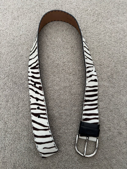Prada Zebra Print Ponyhair Leather Belt