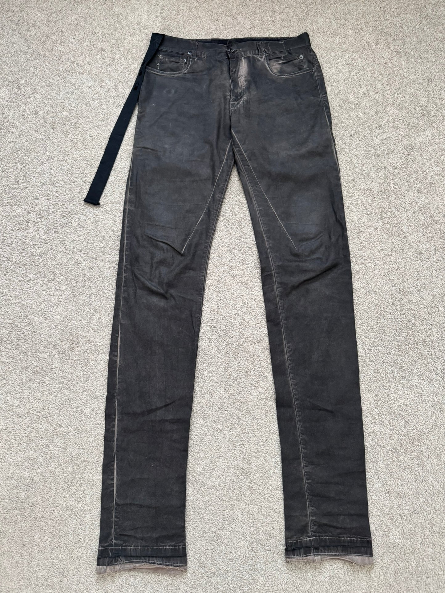 FW11 Rick Owens DRKSHDW "Limo" Overdyed Mud AMC Coated Detroit Jeans
