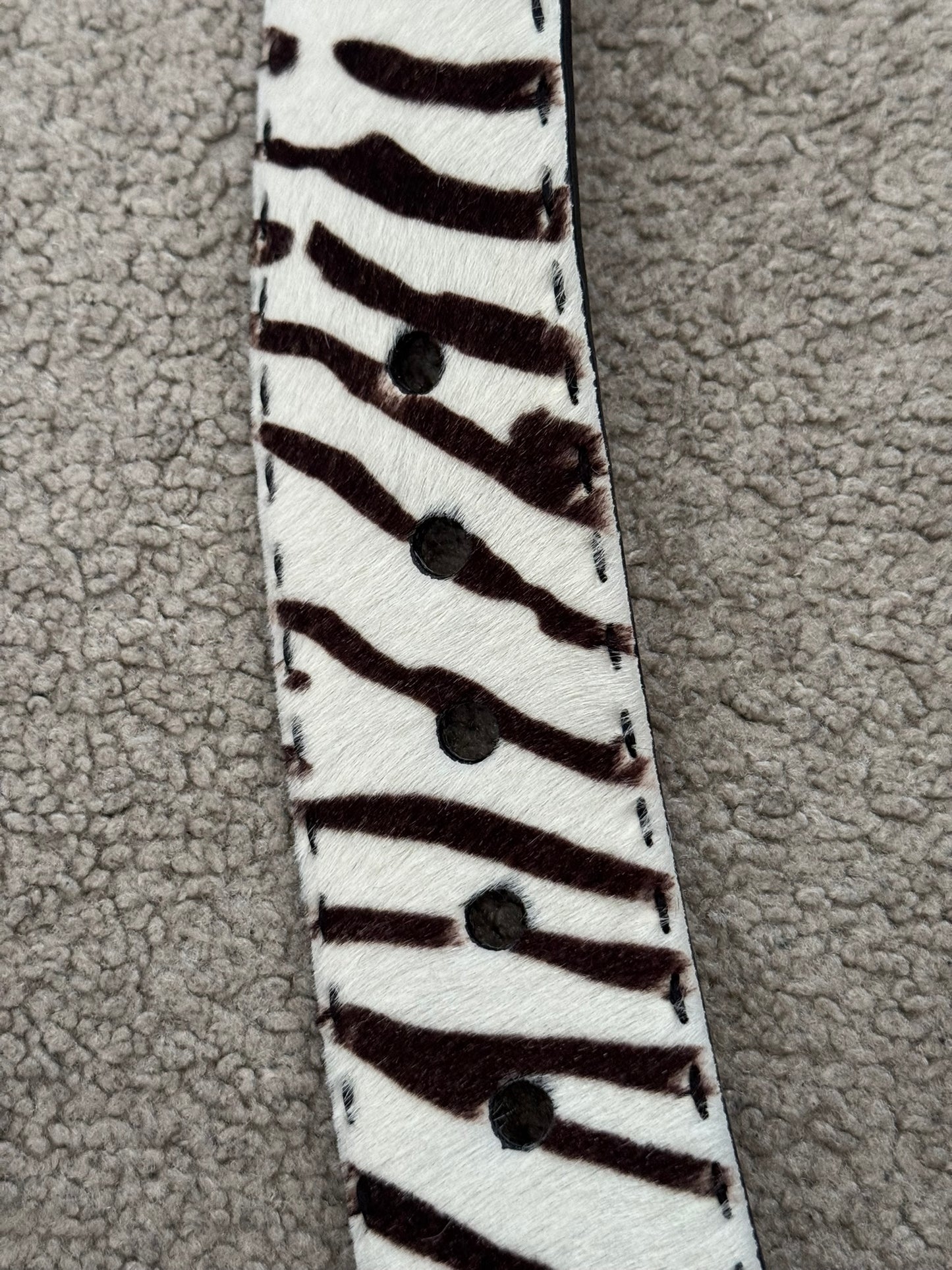 Prada Zebra Print Ponyhair Leather Belt