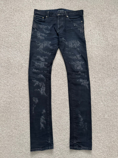 FW13 Saint Laurent Scab Oil Overdyed Distressed Denim Jeans