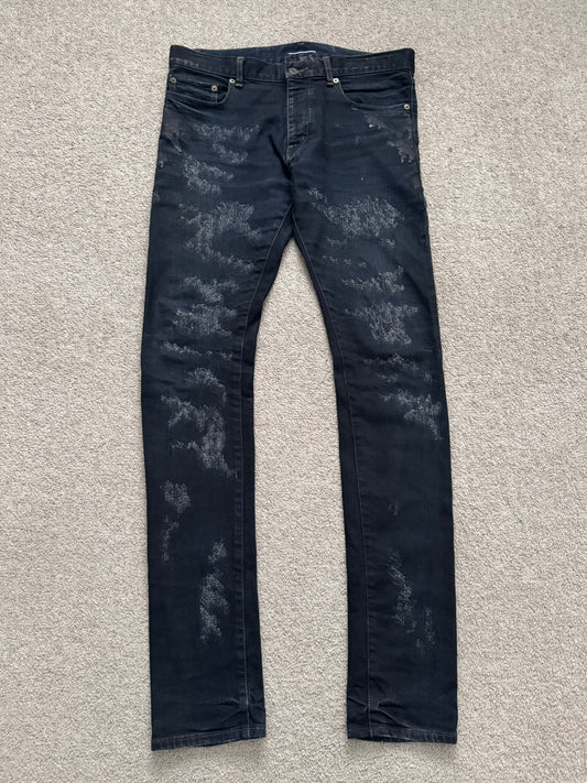 FW13 Saint Laurent Scab Oil Overdyed Distressed Denim Jeans