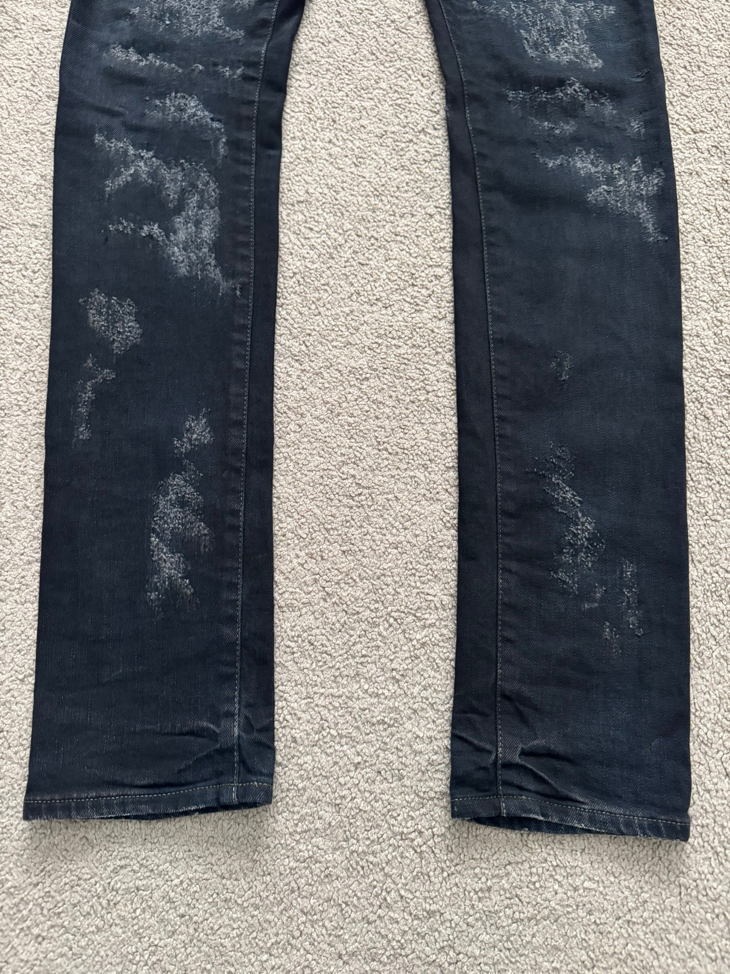 FW13 Saint Laurent Scab Oil Overdyed Distressed Denim Jeans