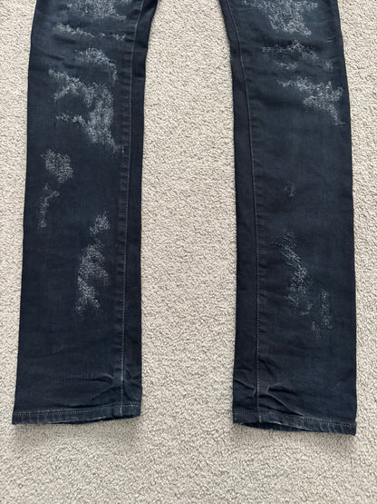FW13 Saint Laurent Scab Oil Overdyed Distressed Denim Jeans