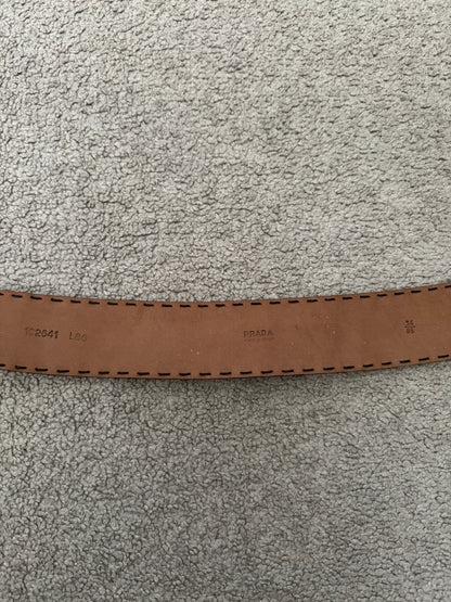 Prada Zebra Print Ponyhair Leather Belt