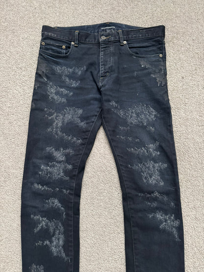FW13 Saint Laurent Scab Oil Overdyed Distressed Denim Jeans