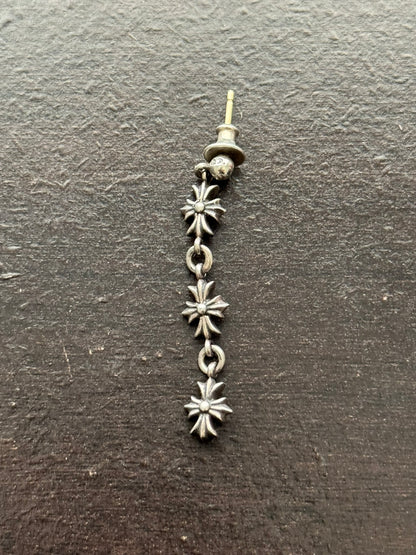 Chrome Hearts Tiny E Cross Drop Silver Earring