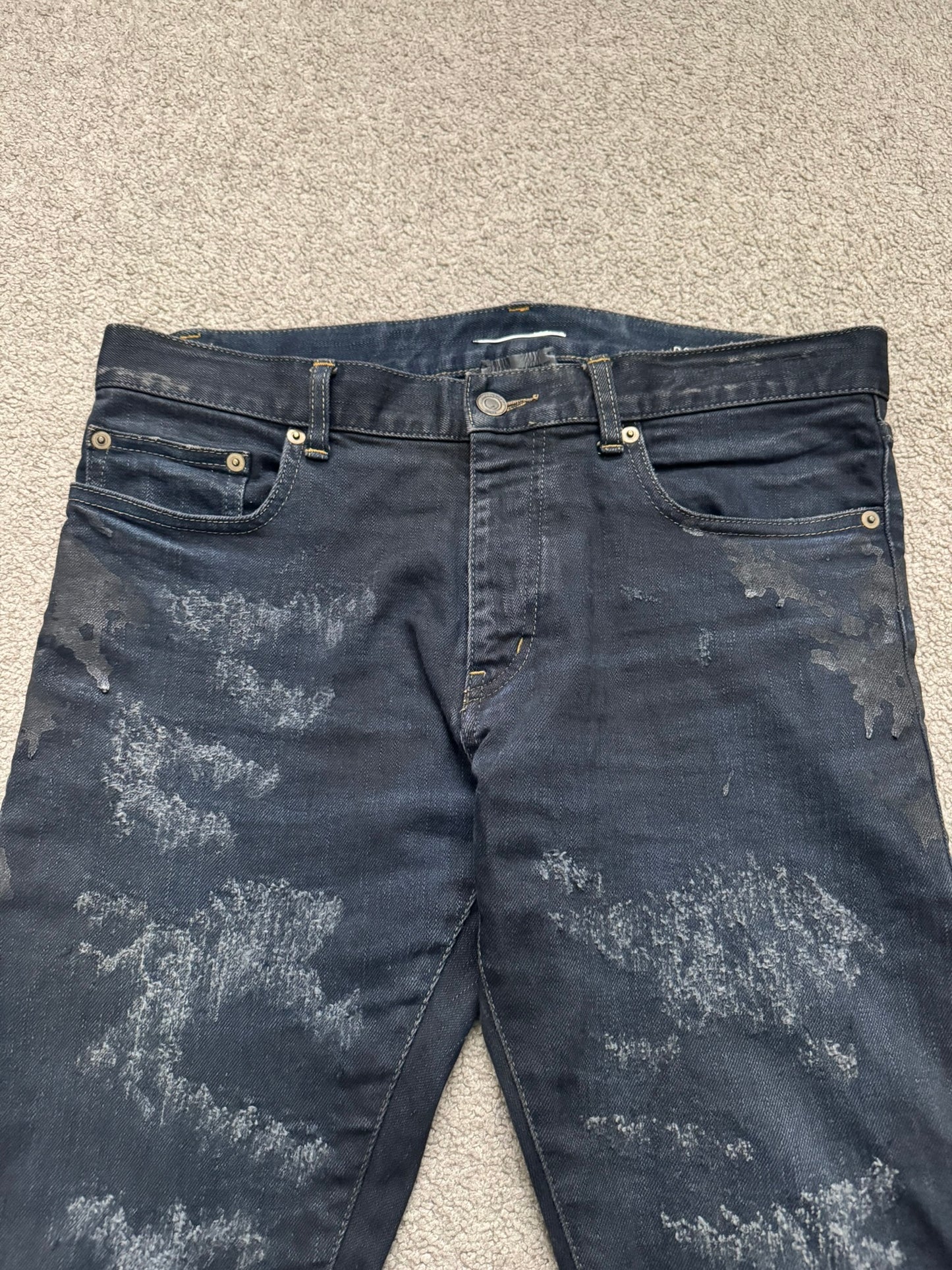 FW13 Saint Laurent Scab Oil Overdyed Distressed Denim Jeans