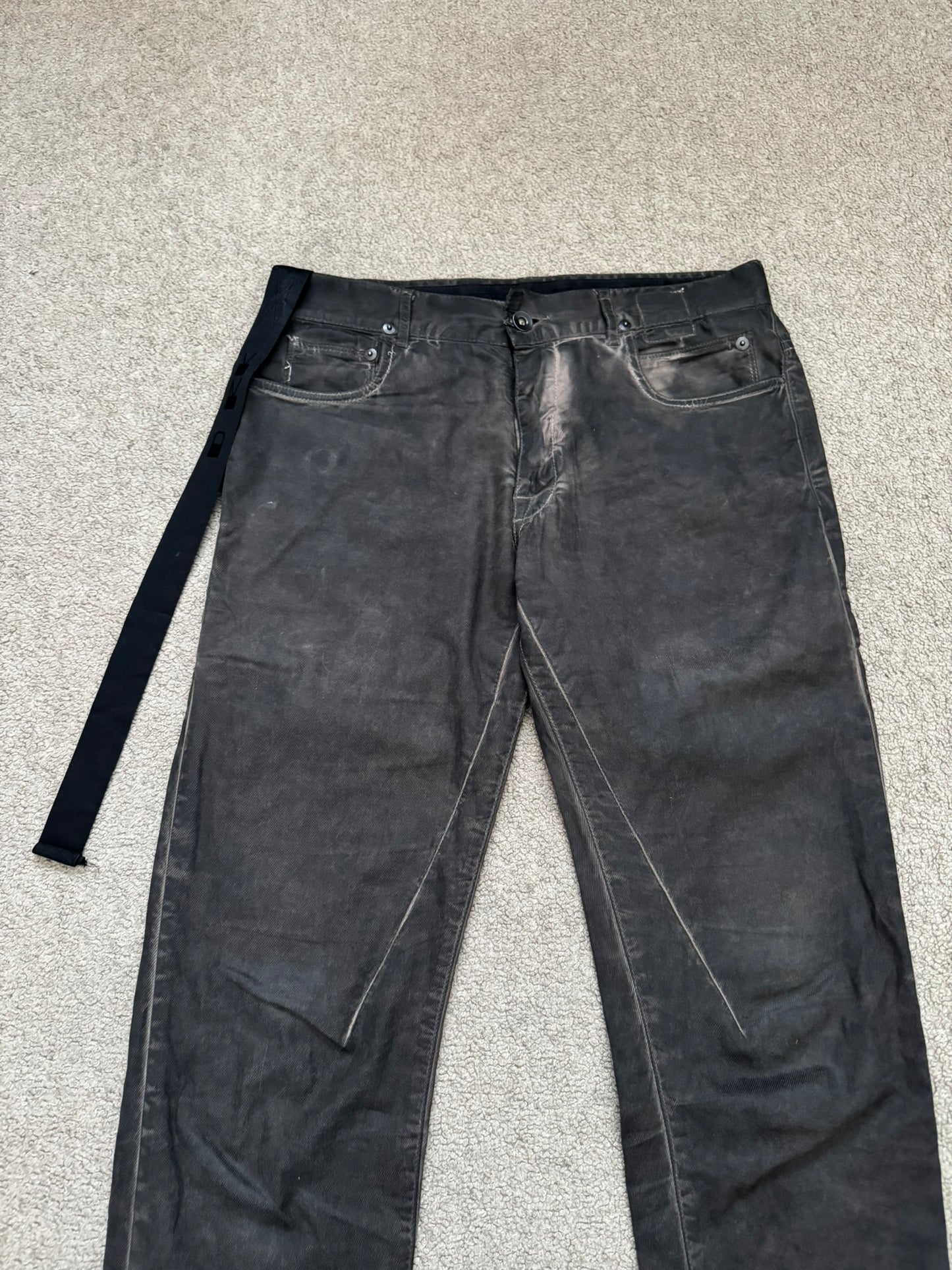 FW11 Rick Owens DRKSHDW "Limo" Overdyed Mud AMC Coated Detroit Jeans
