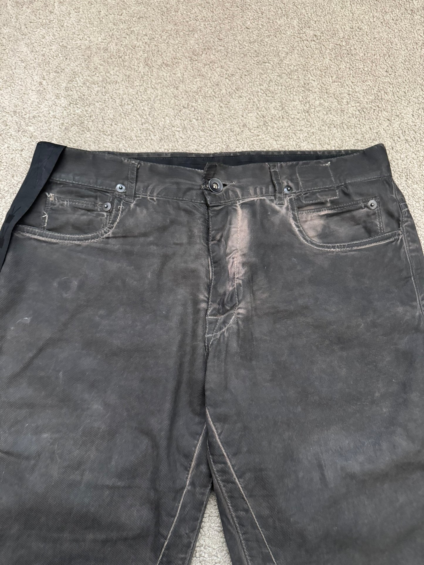 FW11 Rick Owens DRKSHDW "Limo" Overdyed Mud AMC Coated Detroit Jeans