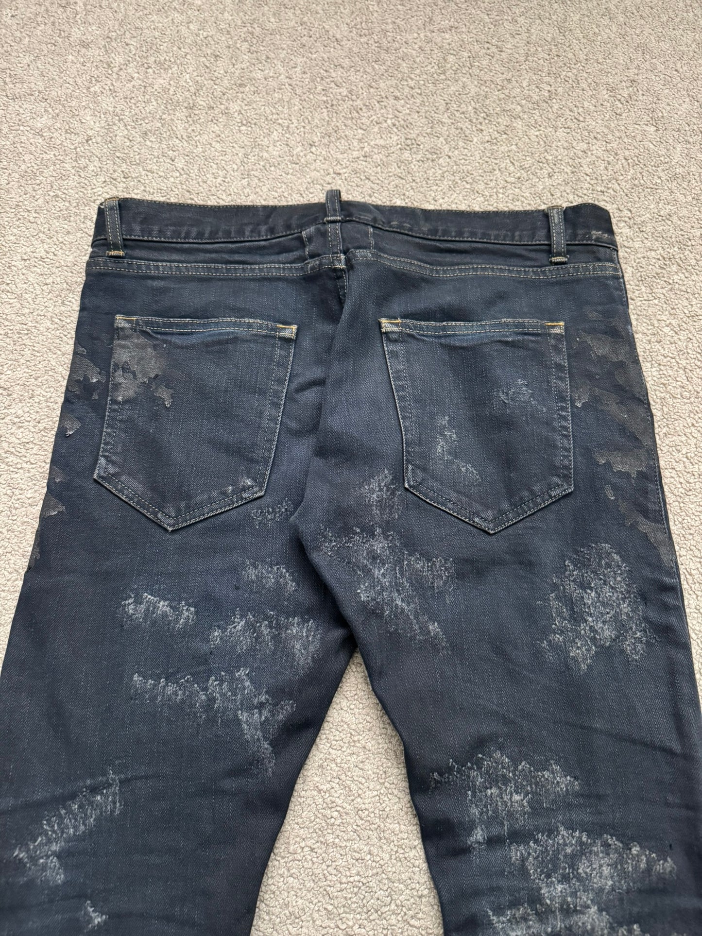 FW13 Saint Laurent Scab Oil Overdyed Distressed Denim Jeans