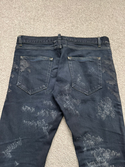 FW13 Saint Laurent Scab Oil Overdyed Distressed Denim Jeans