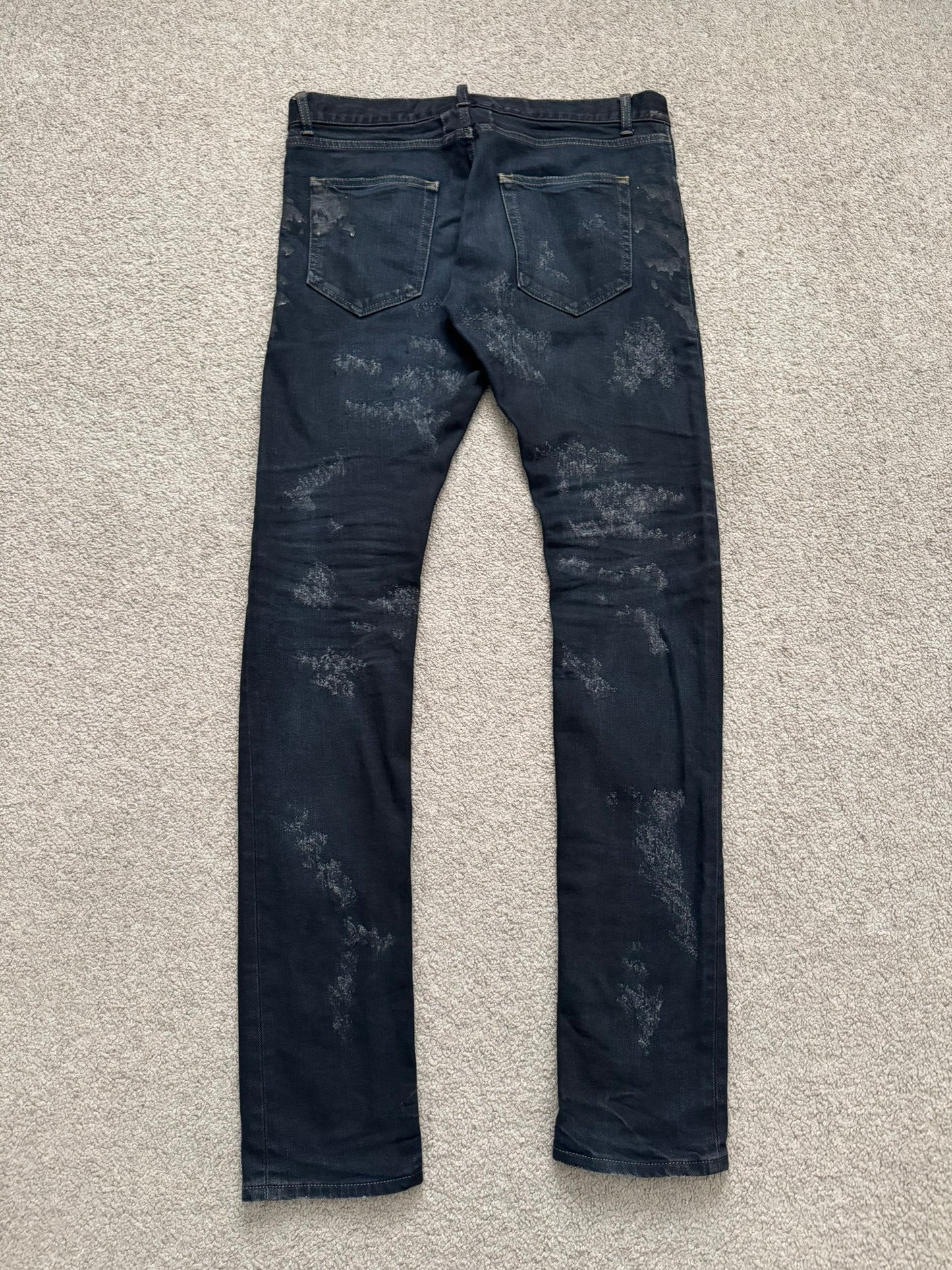 FW13 Saint Laurent Scab Oil Overdyed Distressed Denim Jeans